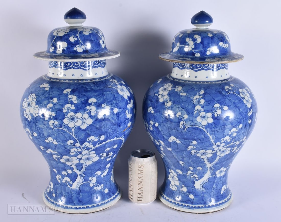 A FINE PAIR OF 17TH/18TH CENTURY CHINESE BLUE AND WHITE PORCELAIN GINGER JARS Kangxi/Yongzheng. 42 c (1 of 7)