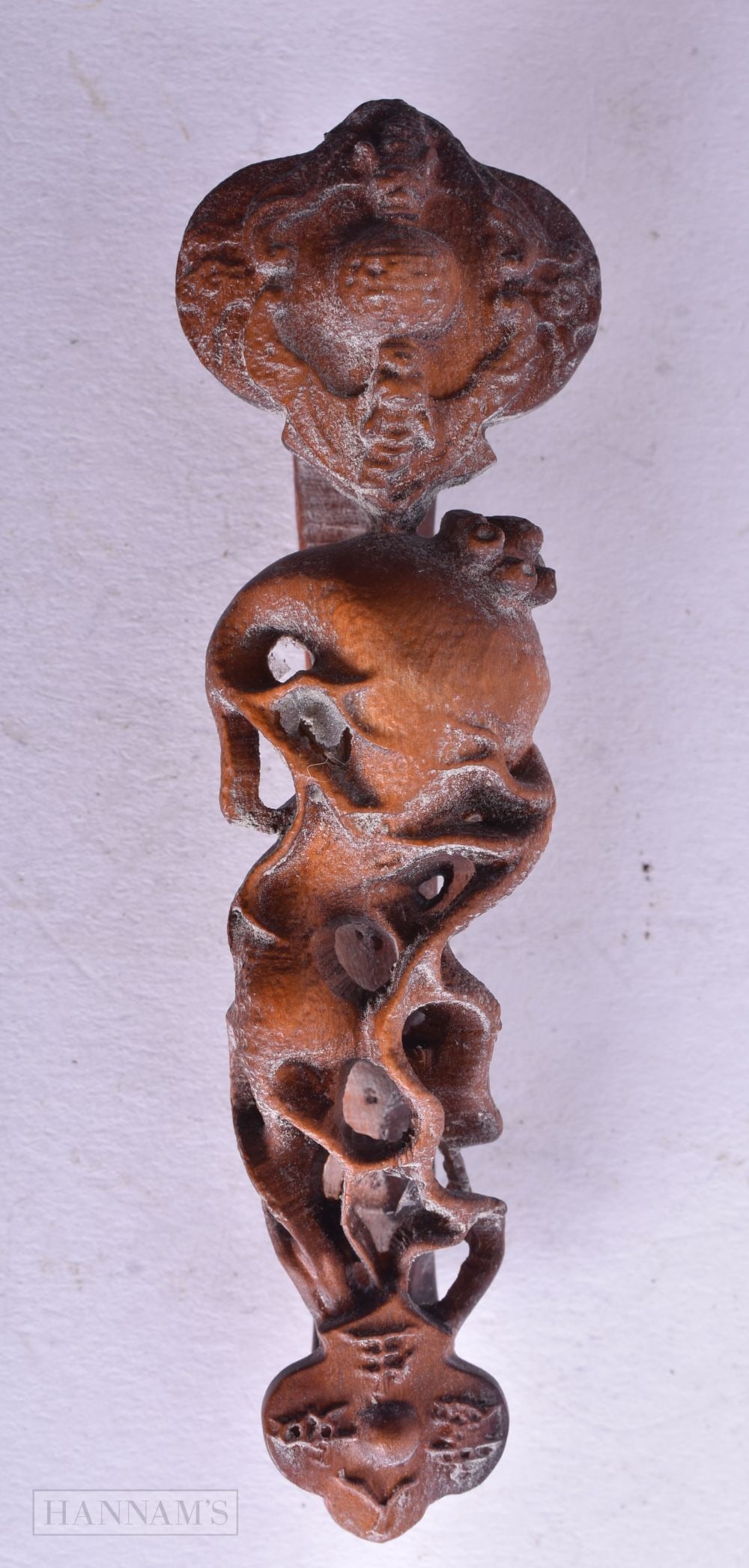 A Carved wood Sceptre. 9.8cm x 3cm x 2.6cm, weight 12.1g (1 of 3)