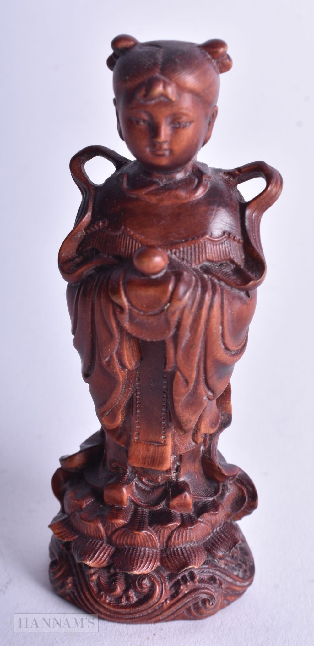 A Carved Golden Boy. 8.9cm x 3.4cm x 3cm, weight 27g: A Carved Golden Boy. 8.9cm x 3.4cm x 3cm, weight 27g