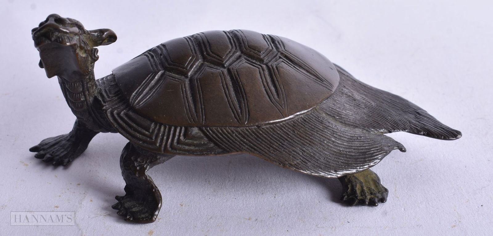 A Bronze Dragon Turtle. 5.1cm x 10.5 cm x 7.5 cm, weight 491g (1 of 4)