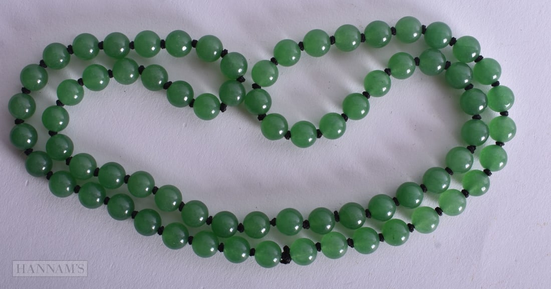 A Hardstone Beaded Necklace. Bead Size 8mm, Length 68cm, weight 56g (1 of 2)