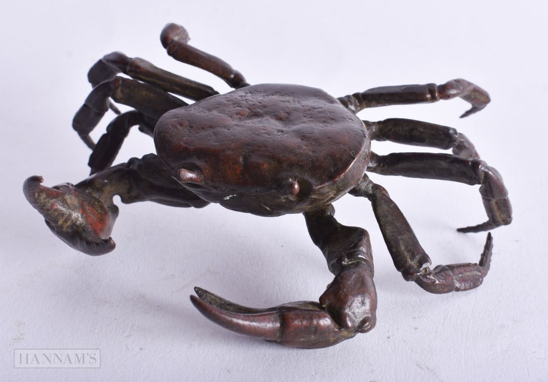 A Bronze Articulated Crab. 5 cm x 10cm x 7.5 cm, weight 179g (1 of 3)