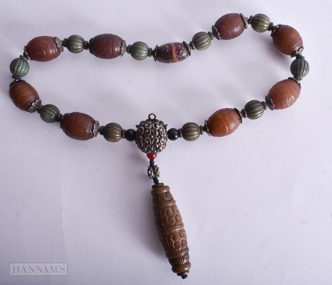 A Tibetan Bead Necklace. Largest Bead 20mm, Length 56cm, weight 232g (1 of 3)
