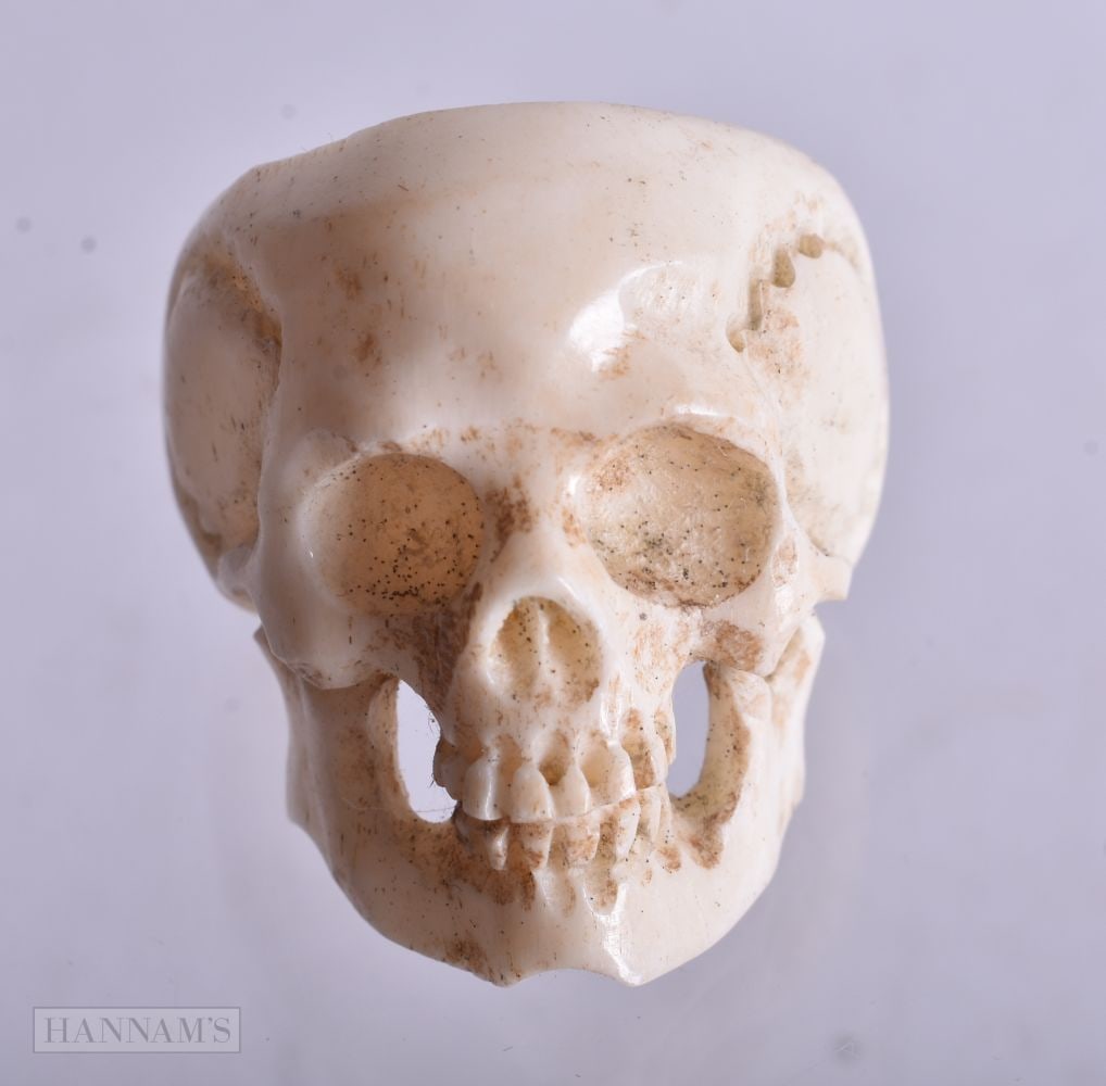A Carved Skull Ring, Size P, weight 6g (1 of 3)