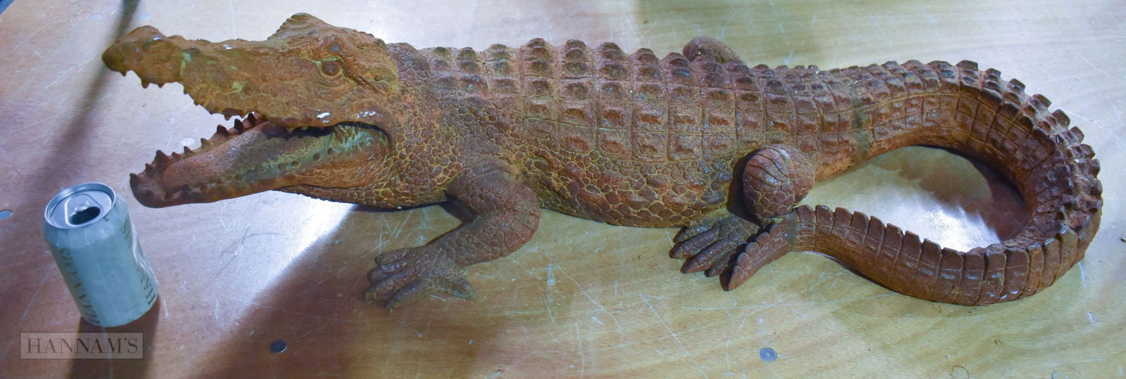 A LARGE CAST IRON GARDEN CROCODILE. 74 cm x 24 cm.: A LARGE CAST IRON GARDEN CROCODILE. 74 cm x 24 cm.