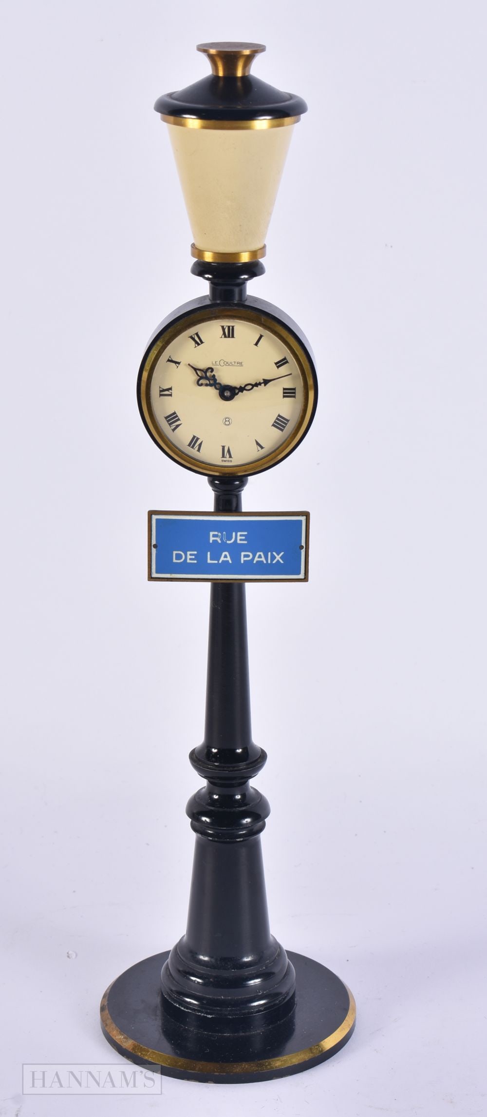 A JAEGER LE COULTRE LAMP POST CLOCK. Working. 29 cm high.: A JAEGER LE COULTRE LAMP POST CLOCK. Working. 29 cm high.