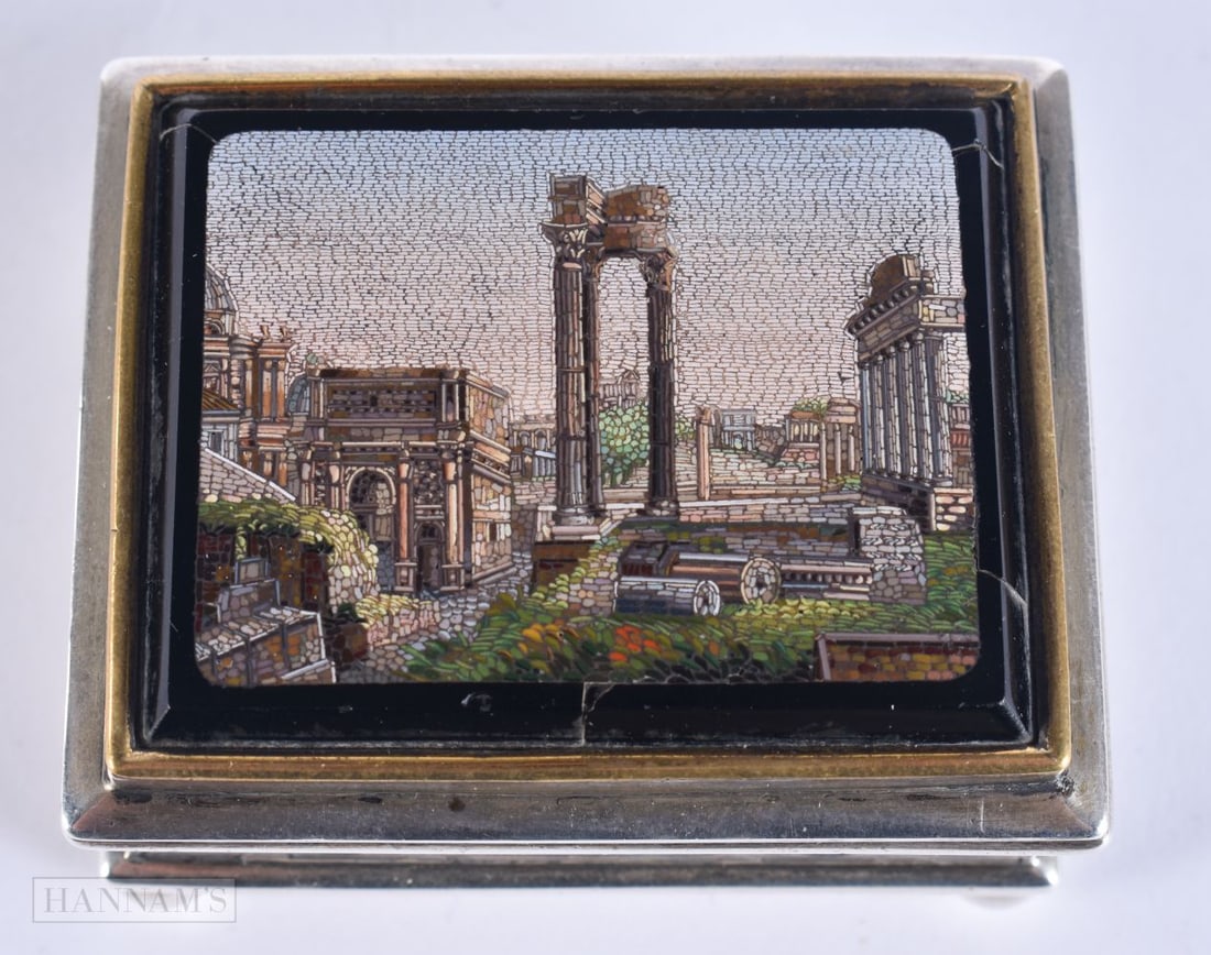 A MID 19TH CENTURY SCOTTISH SILVER AND ITALIAN MICRO by James William & Marshall of Edinburgh. 147 g: A MID 19TH CENTURY SCOTTISH SILVER AND ITALIAN MICRO by James William & Marshall of Edinburgh. 147 grams. 6.5 cm x 4.25 cm.