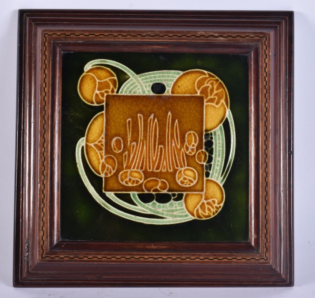 A VICTORIAN TILE INSET TUNBRIDGEWARE WOOD STAND. 21 cm square. (1 of 4)