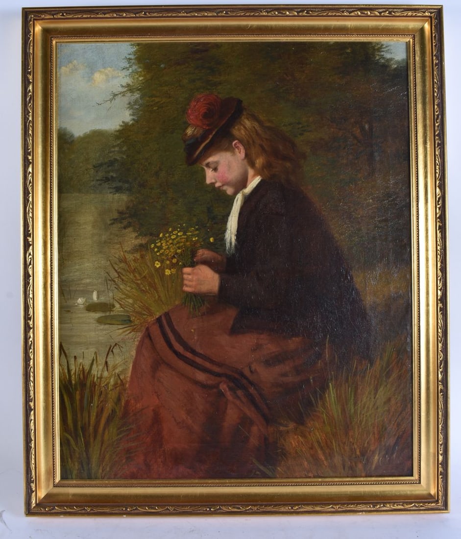 British School (19th Century) Oil on canvas, Picking buttercups, Ex Lyon and Turnbull Lot 109 27th O (1 of 6)
