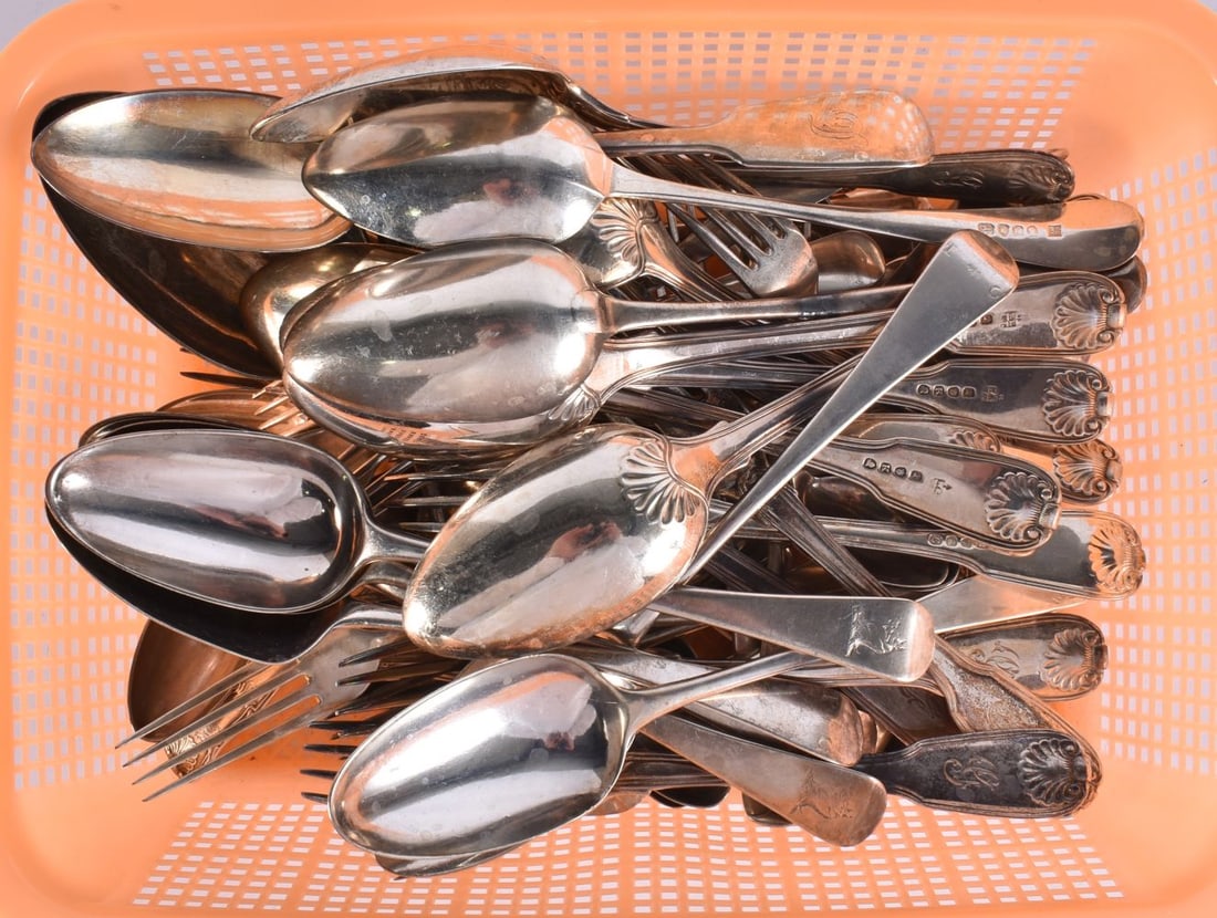 A SUITE OF GEORGE III AND LATER SILVERWARE. 3700 grams. (qty) (1 of 4)