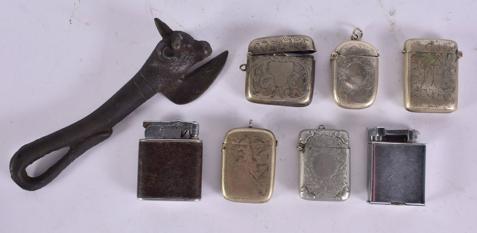 A VICTORIAN BULLY BEEF CAN OPENER together with vesta cases etc. (qty) (1 of 3)