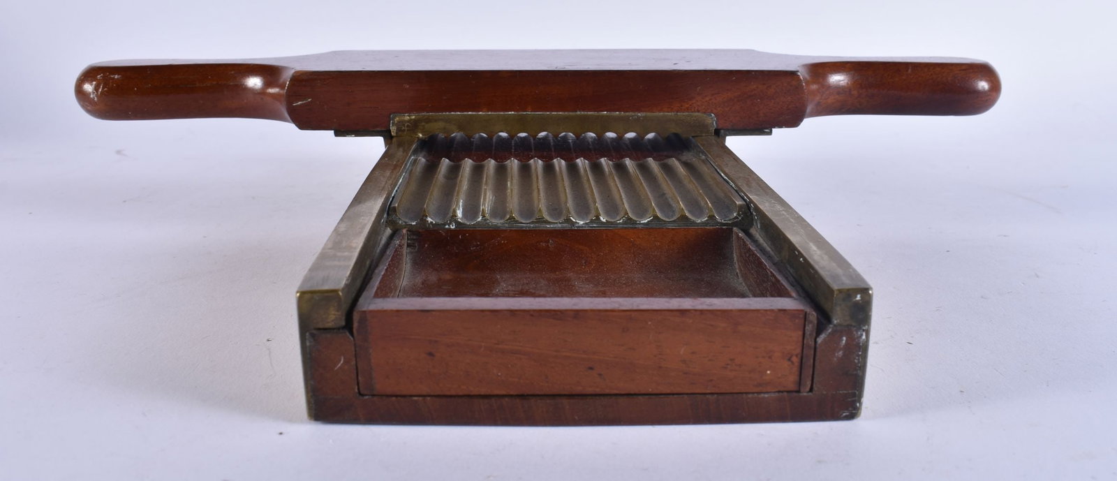AN ANTIQUE MAHOGANY APOTHECARY PILL DISPENSER. 36 cm wide. (2) (1 of 3)