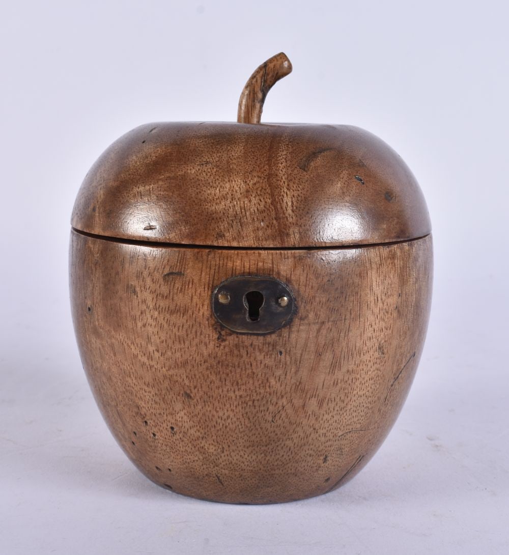 A CARVED FRUITWOOD TEA CADDY possibly Georgian. 14 cm x 9 cm. (1 of 5)