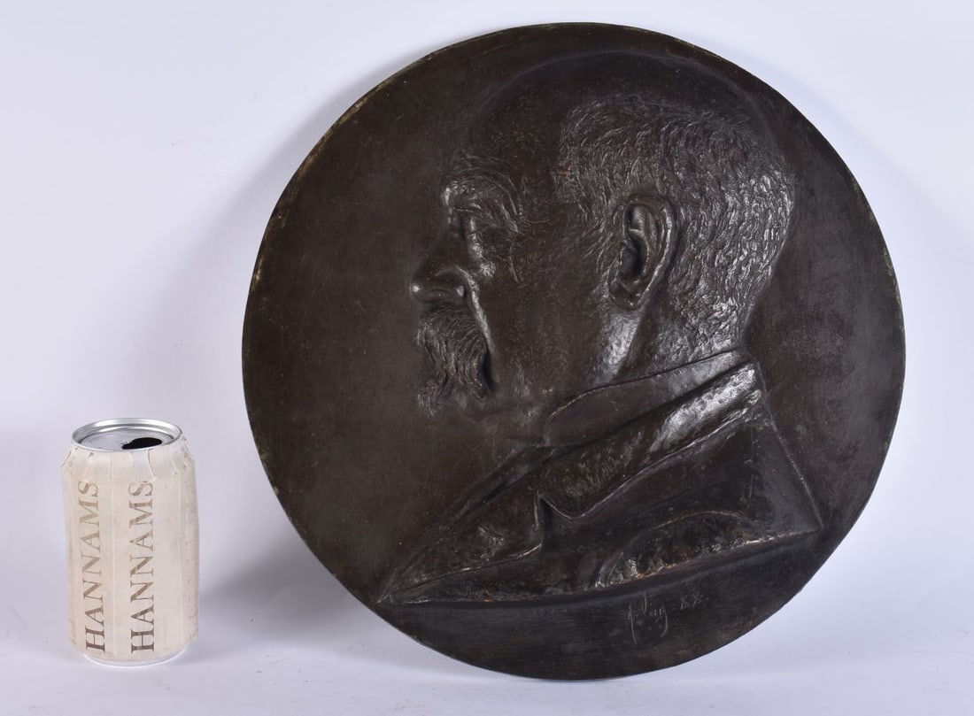 A LARGE EUROPEAN BRONZE CLASSICAL PORTRAIT PLAQUE signed and dated 88. 33 cm wide. (1 of 4)