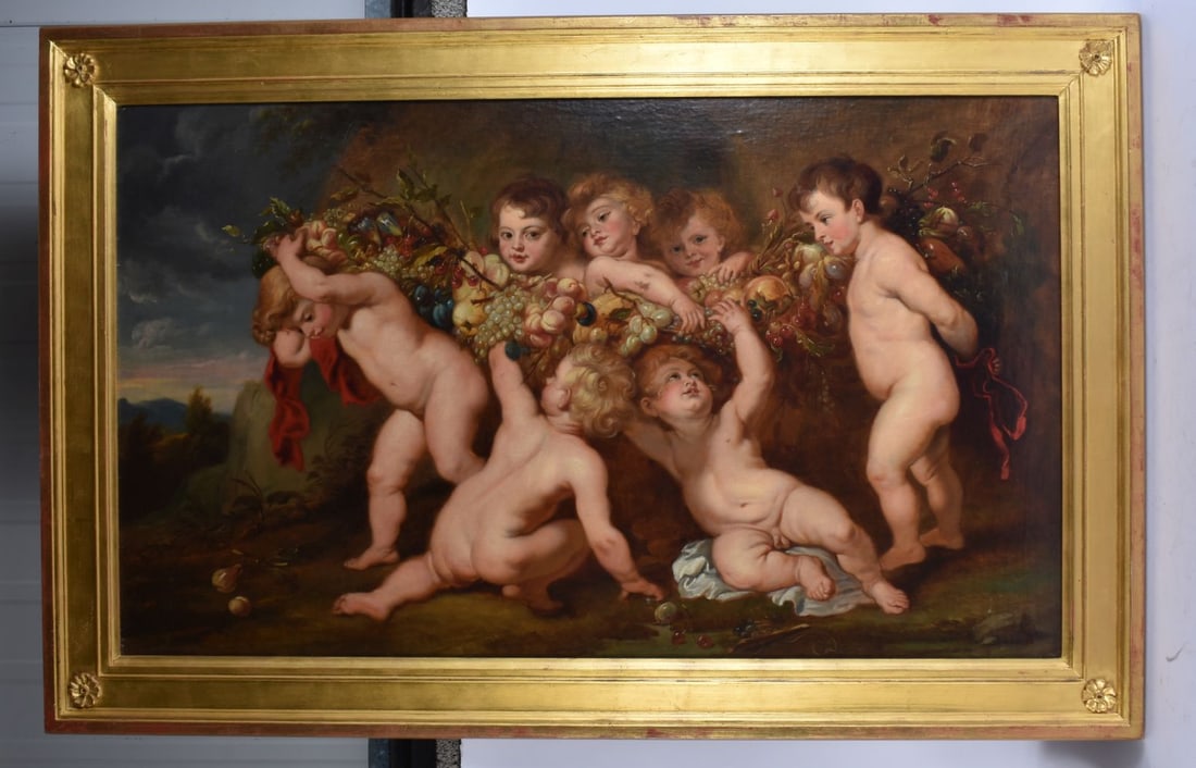 European School (18th/19th Century) Follow of Peter Reubens, Oil on canvas, Putti and garlands. 116 (1 of 17)