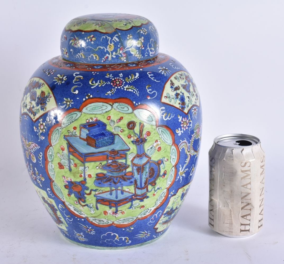 AN 18TH CENTURY CHINESE EXPORT CLOBBERED PORCELAIN GINGER JAR AND COVER Yongzheng/Qianlong. 27 cm x (1 of 14)
