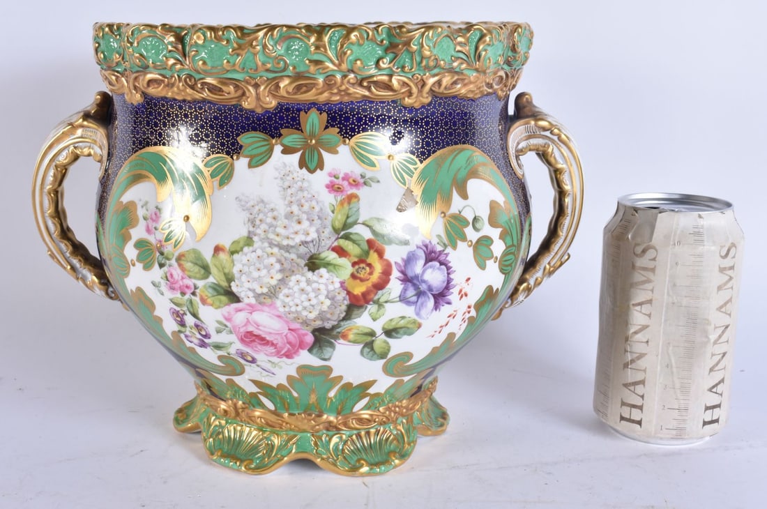 A FINE AND LARGE COPELANDS PORCELAIN TWIN HANDLED VASE by Worrall, beautifully painted with floral s (1 of 6)