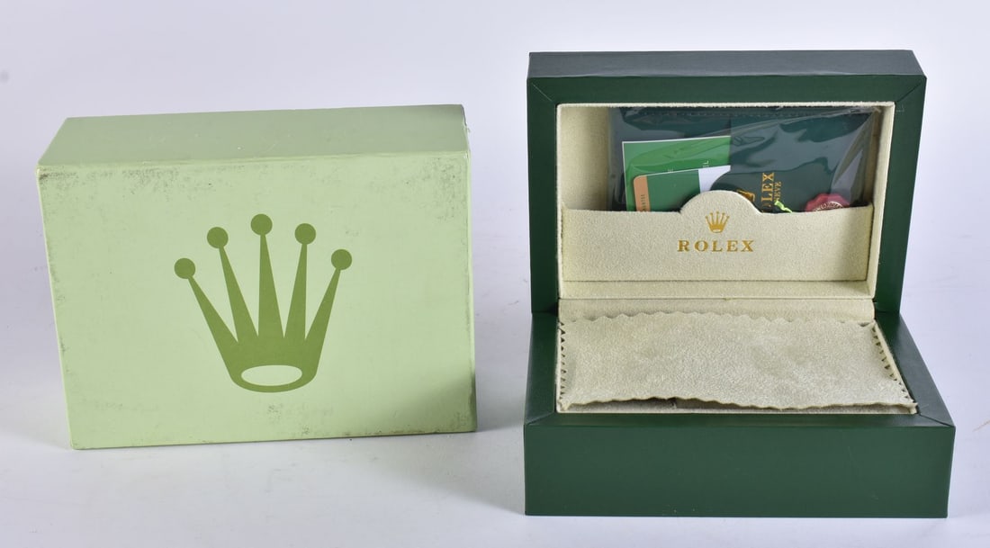 A ROLEX WATCH BOX. 18.5 cm x 12.5 cm. (1 of 4)