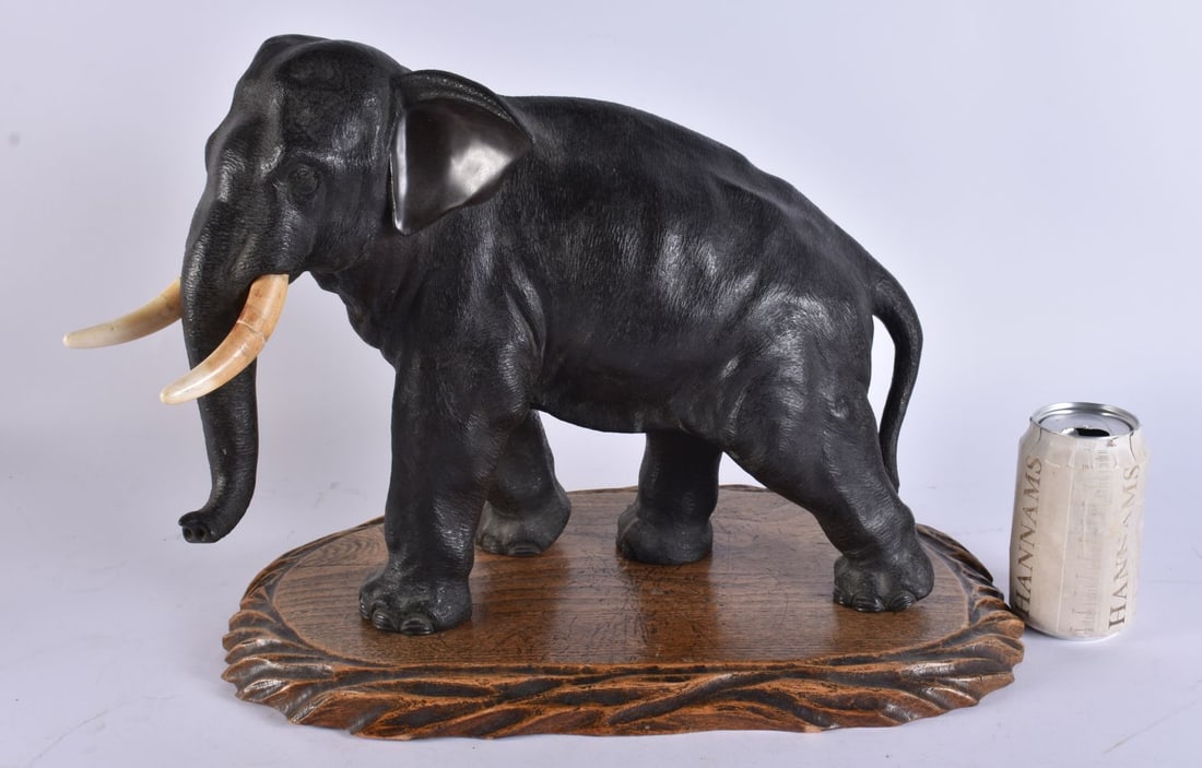 A LARGE 19TH CENTURY JAPANESE MEIJI PERIOD BRONZE ELEPHANT OKIMONO by Seiya. Bronze 38 cm x 28cm. (1 of 7)