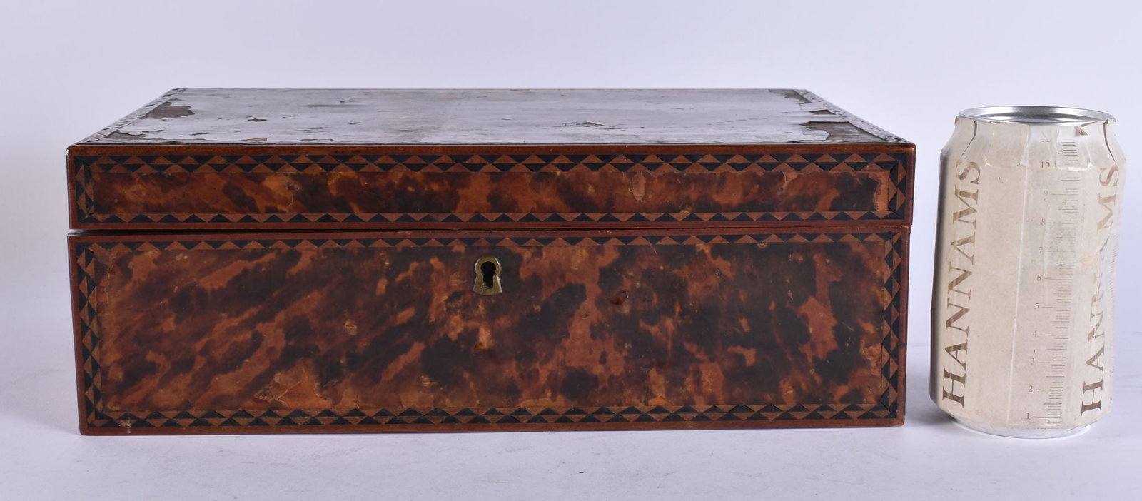 AN EARLY VICTORIAN TORTOISESHELL VENEERED WORK BOX. 30 cm x 18 cm x 12 cm. (1 of 6)