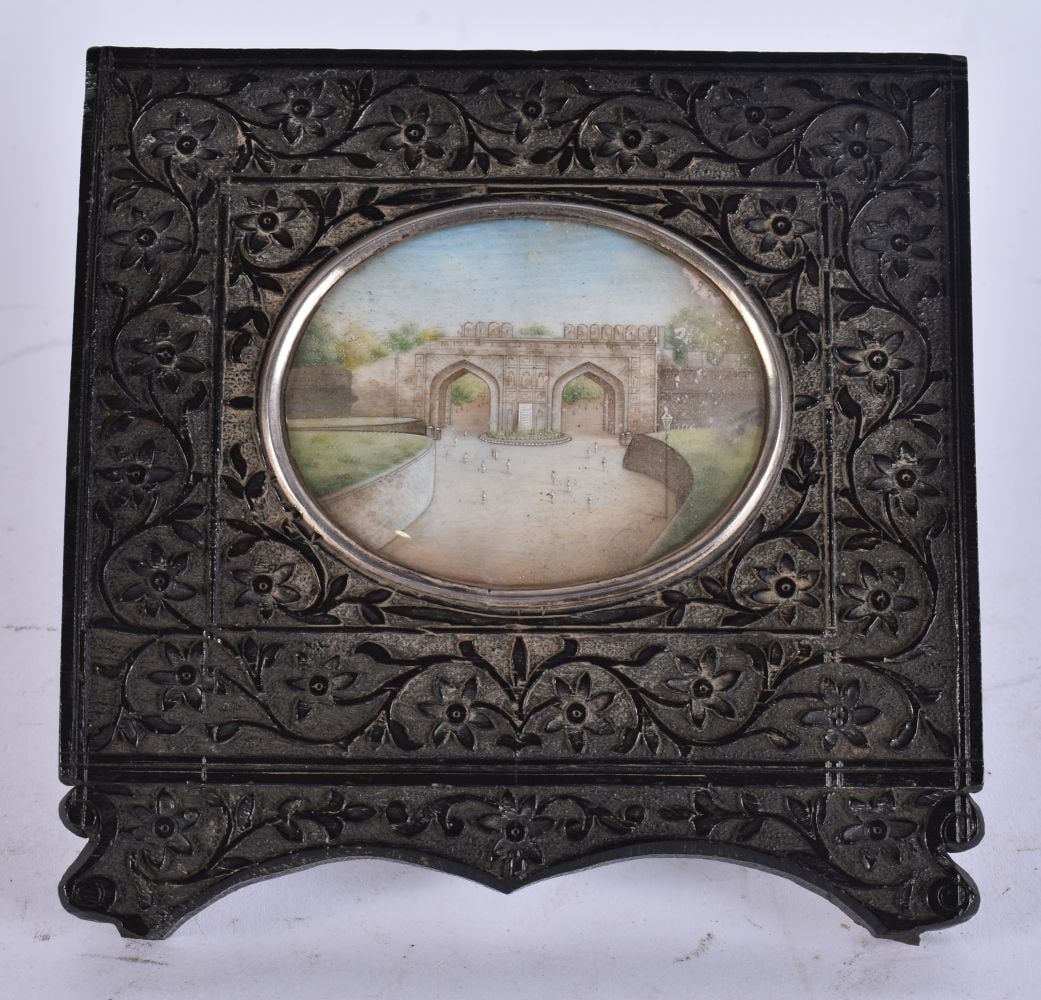 Indian School (19th Century) Watercolour, Gateway. 12.5 cm x 10.5 cm, image 7 cm x 5.5 cm.: Indian School (19th Century) Watercolour, Gateway. 12.5 cm x 10.5 cm, image 7 cm x 5.5 cm.