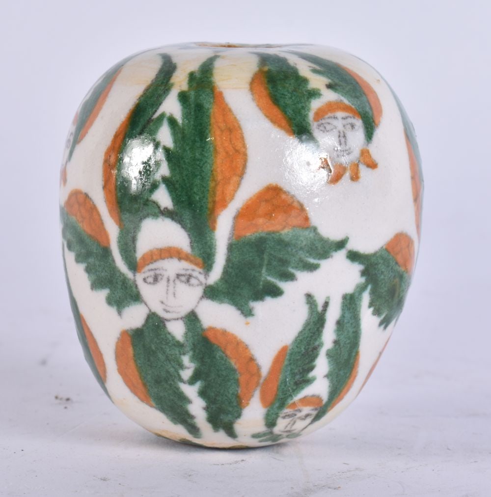 A TURKISH KUTAHYA POTTERY ARMENIAN MOSQUE BALL. 7.5 cm x 6 cm. (1 of 5)