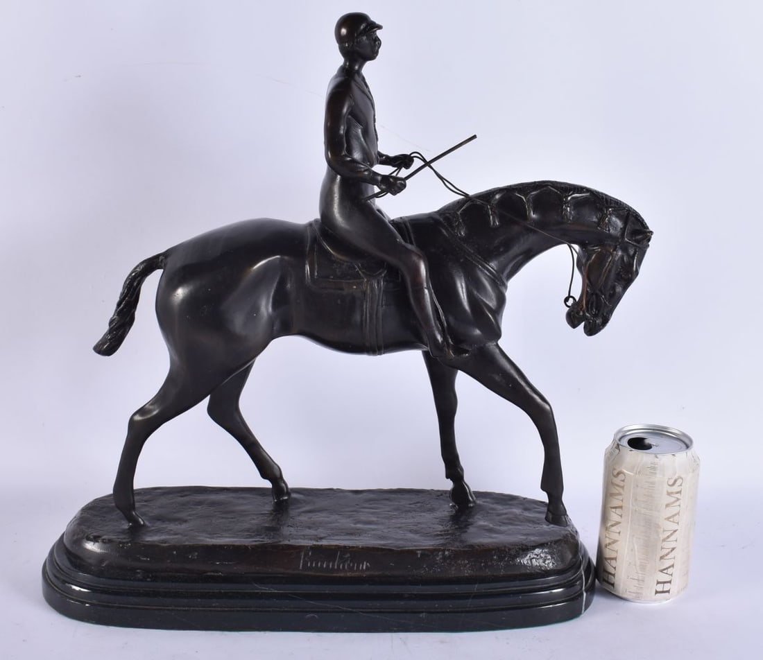 After Jules Bonheur (20th Century) Bronze, Jockey on horseback. 38cm high (1 of 7)