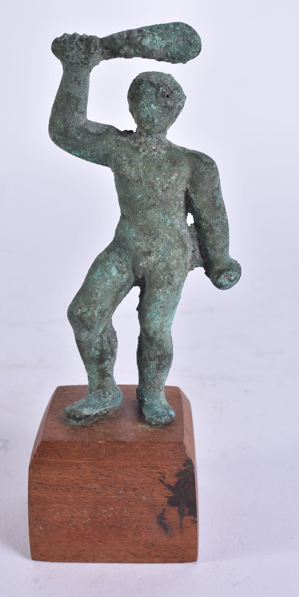 AN EARLY EUROPEAN BRONZE FIGURE OF A MALE possibly antiquity. Bronze 11.5 cm high. (1 of 5)
