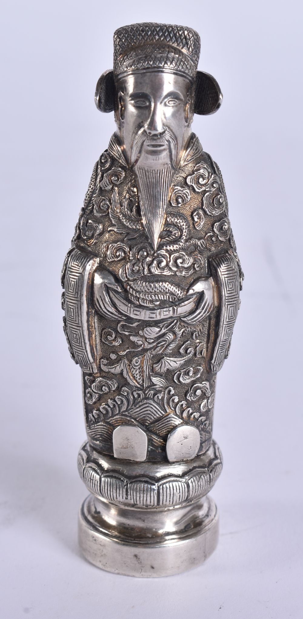 A RARE 19TH CENTURY CHINESE SILVER FIGURAL SEAL Late Qing. 36 grams. 8.5 cm high. (1 of 7)