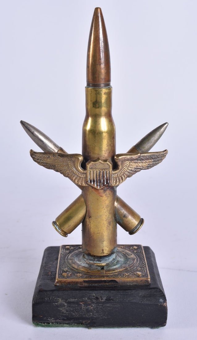 AN UNUSUAL MILITARY TRENCH ART AMMUNITION SCULPTURE. 16.5 cm high. (1 of 5)