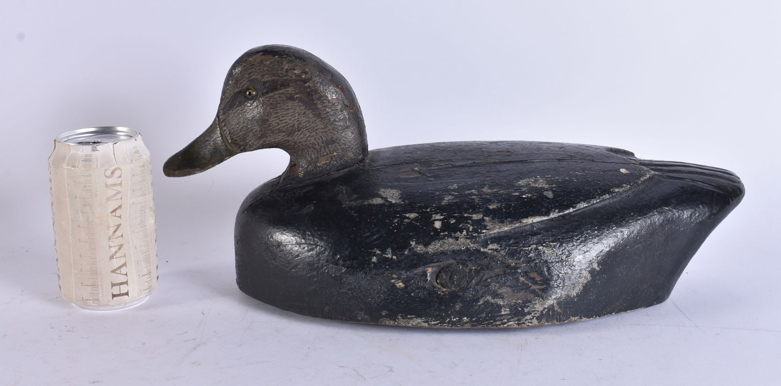 A LARGE ANTIQUE FOLK ART CARVED WOOD DUCK DECOY. 38 cm x 18 cm. (1 of 5)