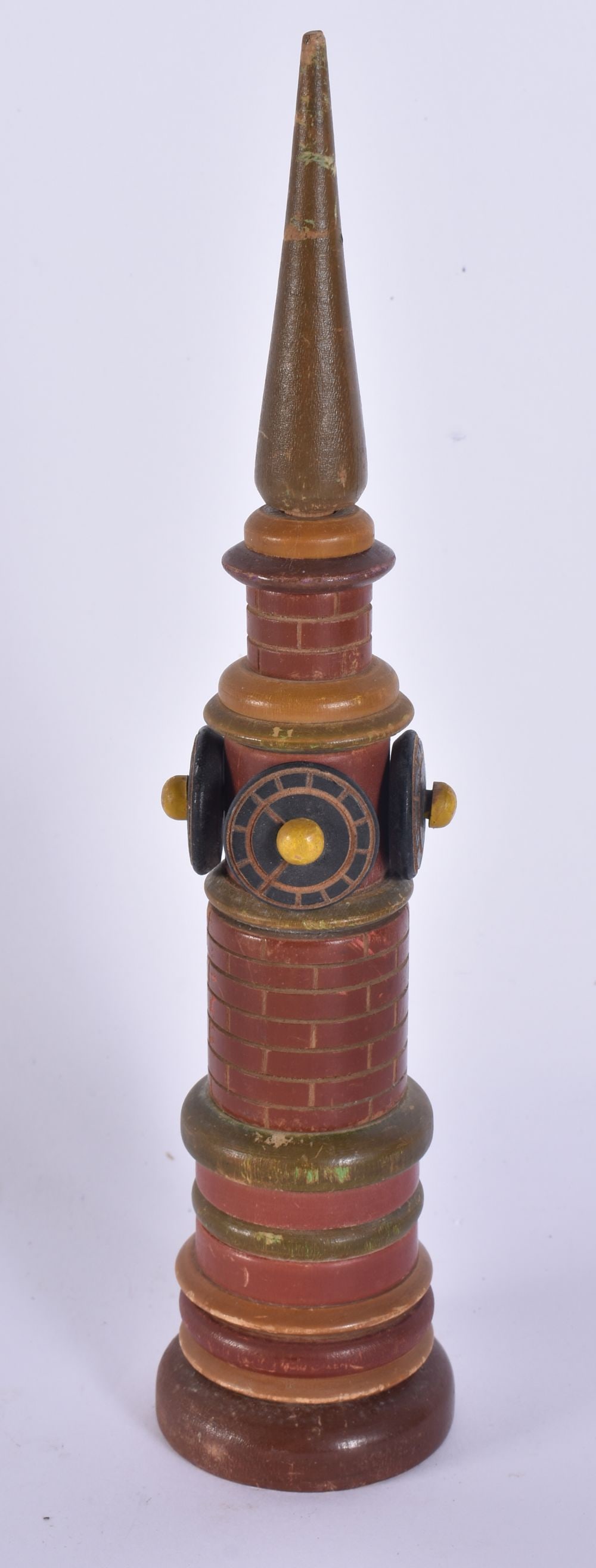 AN UNUSUAL RUSSIAN FOLK ART PAINTED WOOD GAMING TOWER. 24 cm high. (1 of 4)