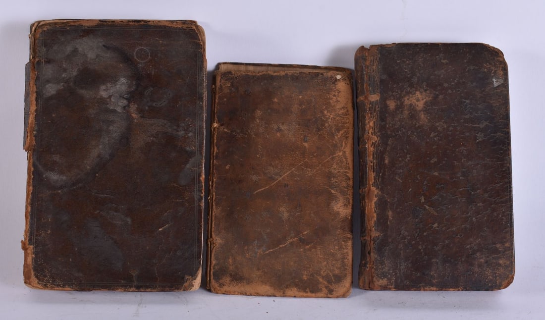 THREE 17TH CENTURY LEATHER BOUND BOOKS. (3) (1 of 5)