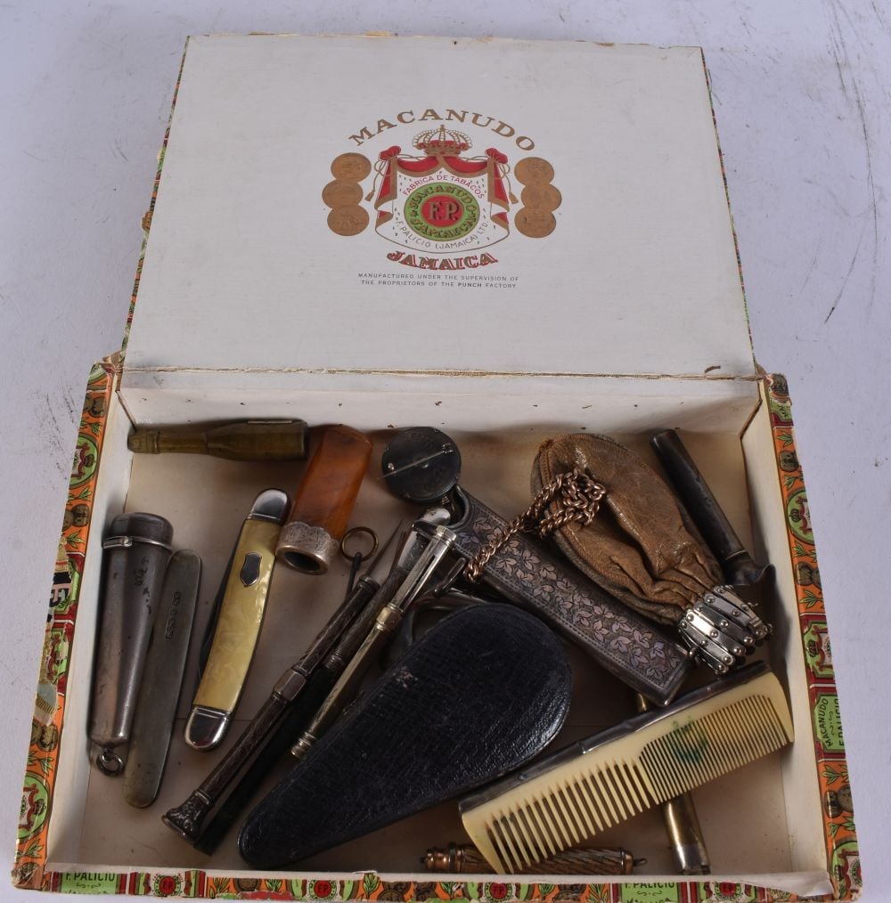 A COLLECTION OF ANTIQUE SILVER MOUNTED AMBER CHEROOTS etc. (qty) (1 of 4)