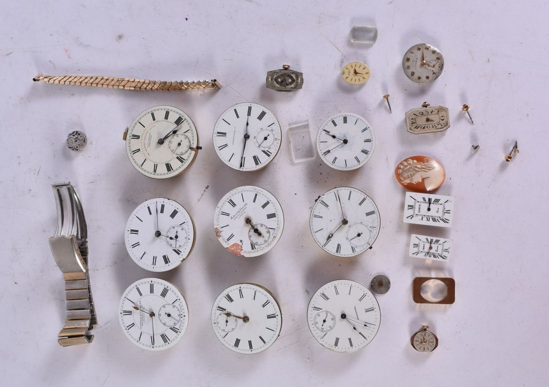 ASSORTED CLOCK DIALS AND MOVEMENTS. (qty) (1 of 2)