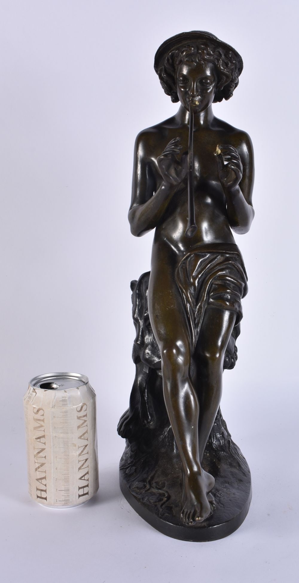 A LARGE 19TH CENTURY EUROPEAN GRAND TOUR BRONZE FIGURE OF A PIPER. 42 cm high. (1 of 10)