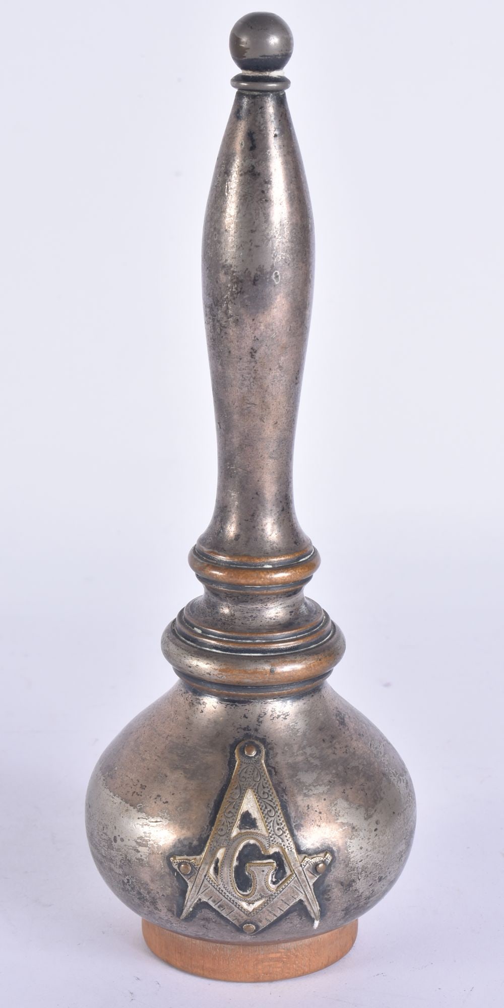 A SILVER PLATED MASONIC GAVEL. 24 cm high. (1 of 5)