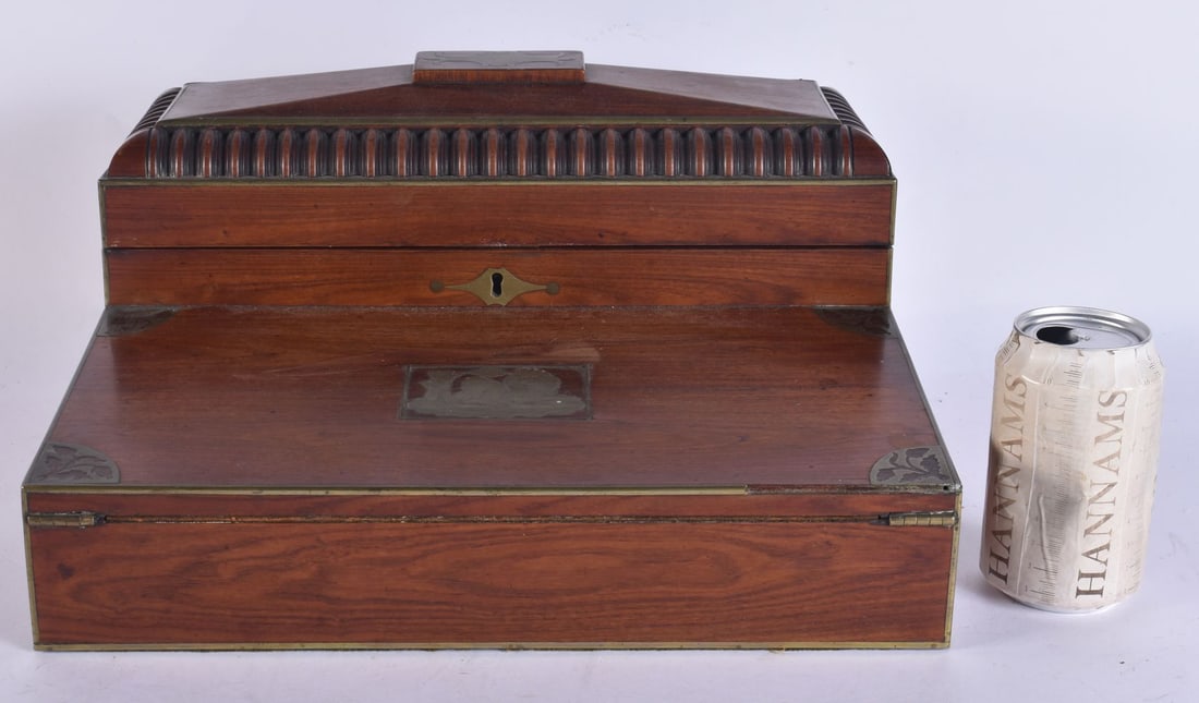 A LARGE MID 19TH CENTURY CARVED WOOD DESK STATIONARY WRITING BOX possibly Anglo Chinese & Huanghuali (1 of 8)