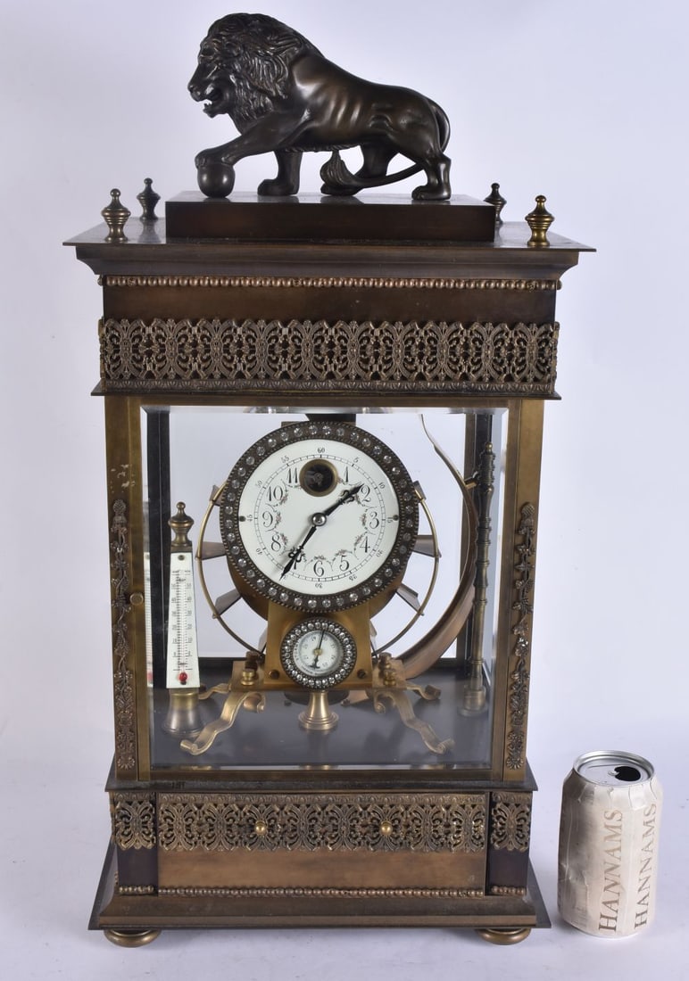 A LARGE VINTAGE BRONZE DIAMONTE DIALLED ROLLING BALL CLOCK. 56 cm x 25 cm.: A LARGE VINTAGE BRONZE DIAMONTE DIALLED ROLLING BALL CLOCK. 56 cm x 25 cm.