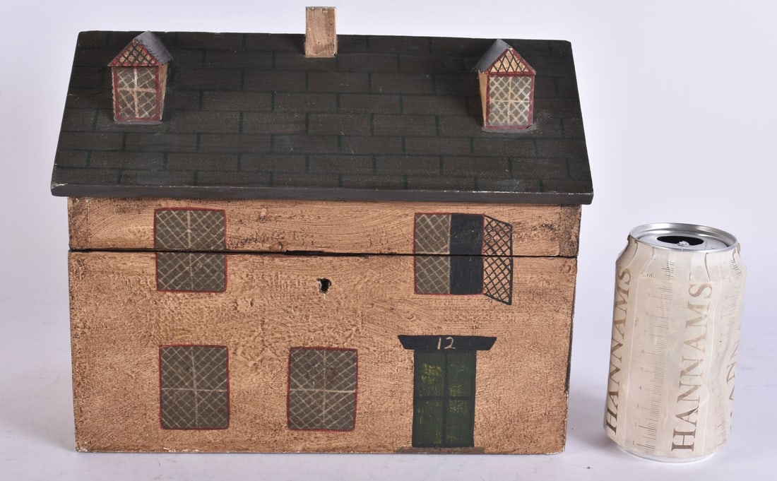A FOLK ART PAINTED WOOD TEA CADDY. 26 cm x 24 cm. (1 of 5)