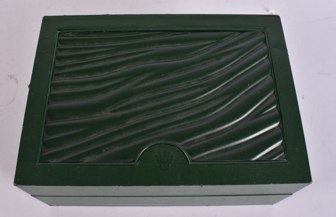 A ROLEX WATCH BOX with papers. Box 18 cm x 13.5 cm. (1 of 4)