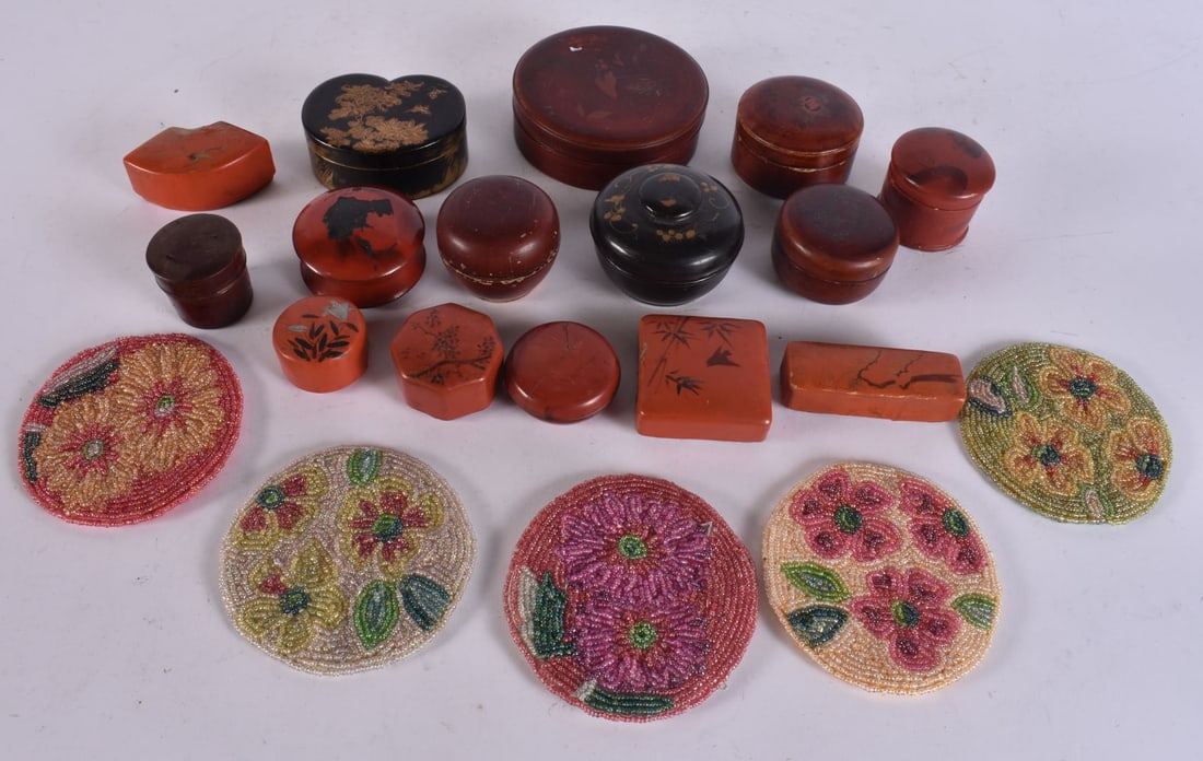 ASSORTED LACQUER BOXES. Largest 11 cm wide. (qty) (1 of 4)
