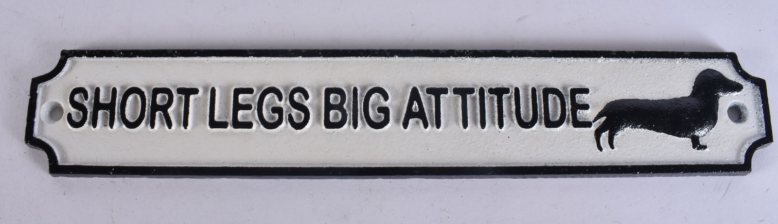 A NOVELTY SAUSAGE DOG SIGN. 25.5 cm wide. (1 of 2)