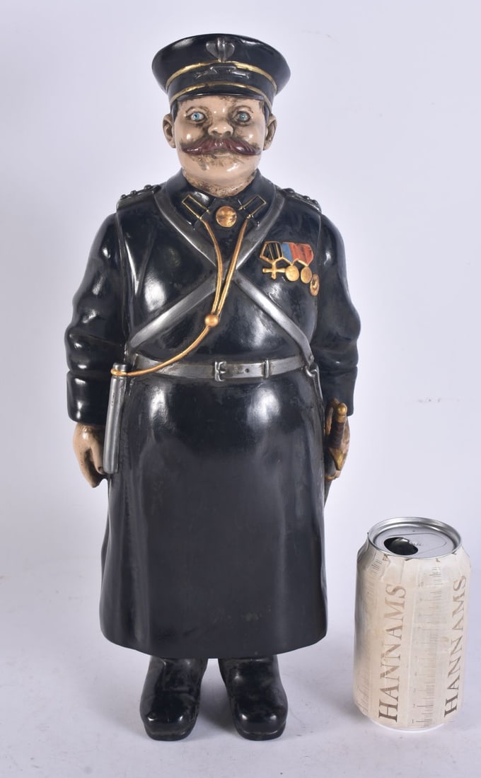 A LARGE CONTINENTAL COLD PAINTED BRONZE POLICE OFFICER. 38 cm high.: A LARGE CONTINENTAL COLD PAINTED BRONZE POLICE OFFICER. 38 cm high.