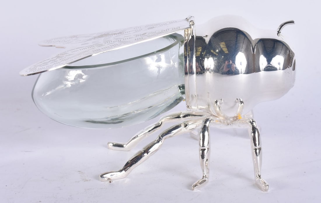 A SILVER PLATED INSECT PRESERVE JAR. 14 cm wide. (1 of 6)