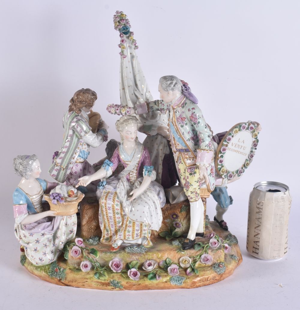 A LARGE ANTIQUE GERMAN PORCELAIN FIGURAL GROUP. 38 cm x 28 cm. (1 of 7)