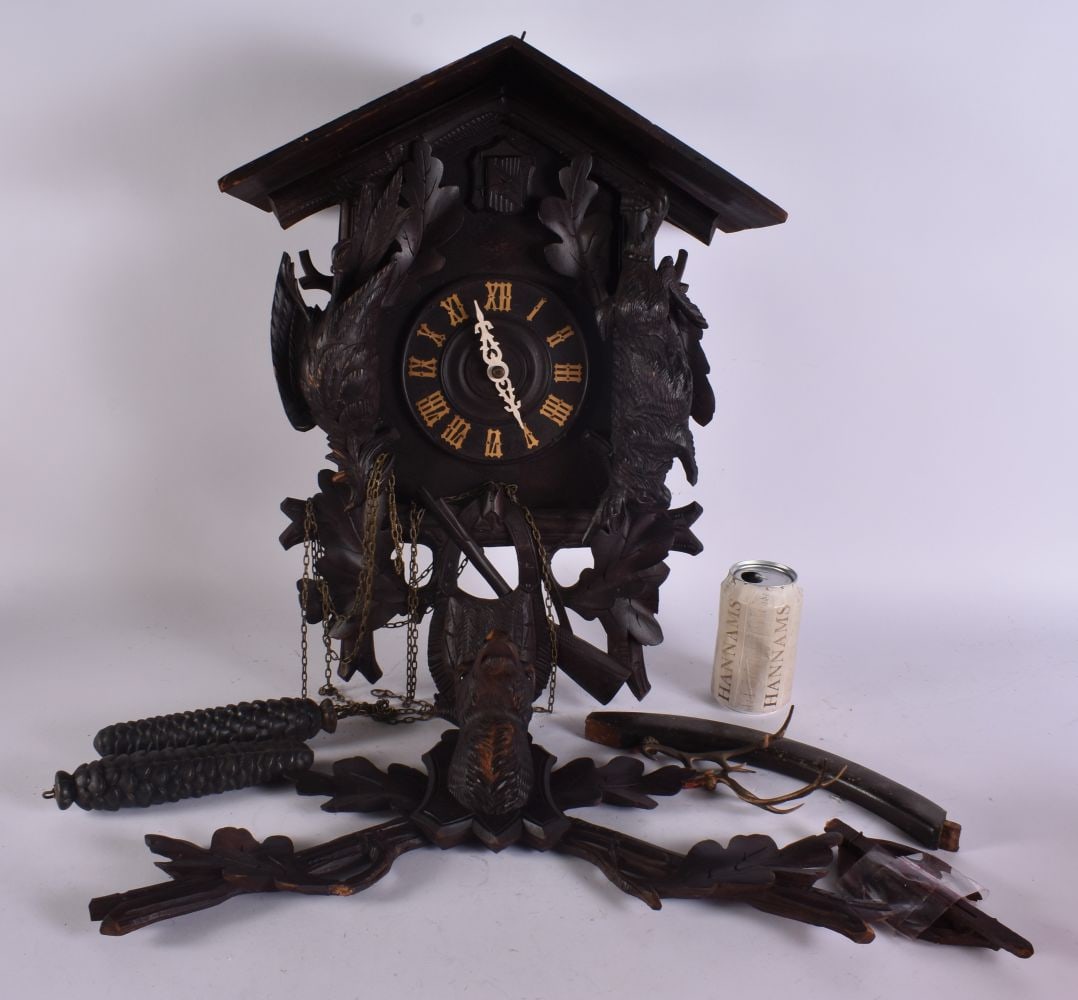 A BAVARIAN BLACK FOREST CUCKOO CLOCK. 48 cm x 36 cm. (1 of 7)