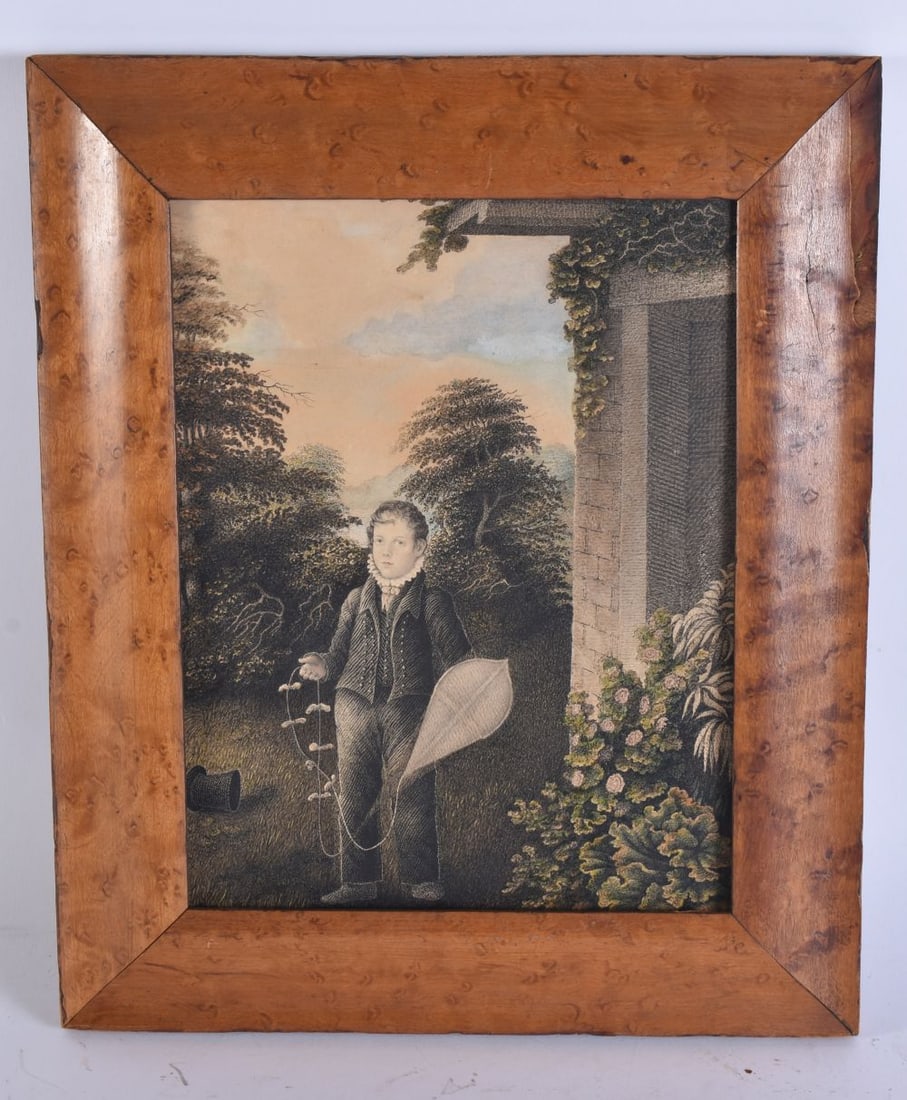 AN EARLY 19TH CENTURY BURR WALNUT FRAMED ENGRAVING. 36 cm x 24 cm. (1 of 5)
