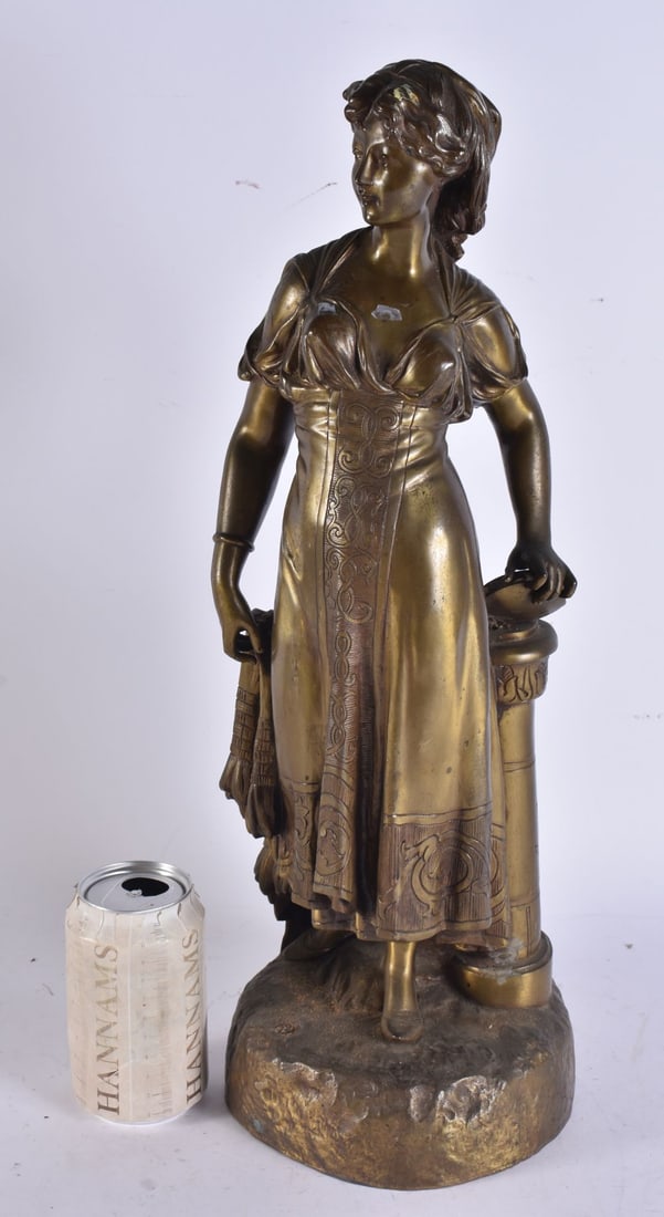 AN ANTIQUE BRONZE FIGURE OF A FEMALE. 48 cm high. (1 of 5)