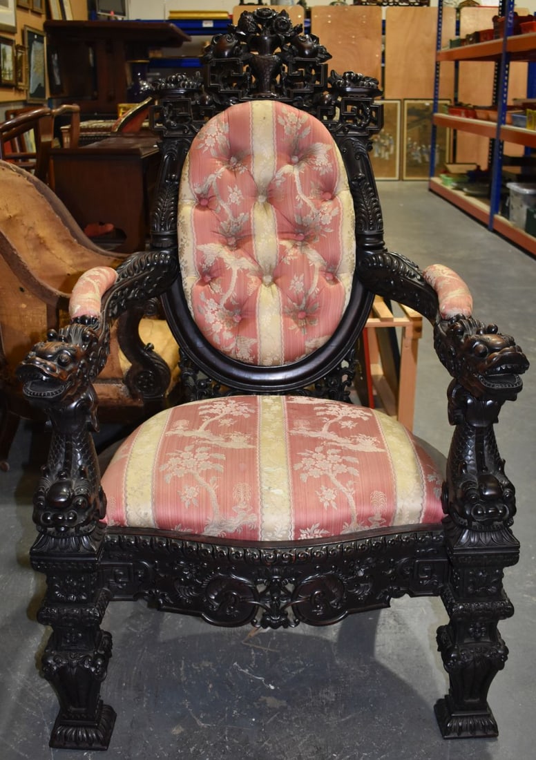 A FINE AND LARGE 19TH CENTURY CHINESE HARDWOOD ARM CHAIR of exceptional quality, beautifully formed (1 of 20)